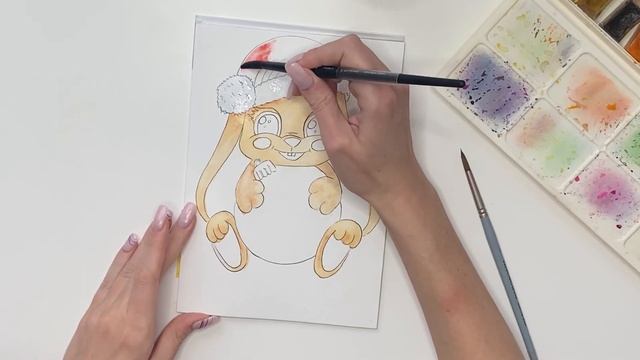 Рисуем милую новогоднюю открытку. Скетч Кролик . Символ 2023 года . Кролик . Учимся рисовать вместе смотреть онлайн