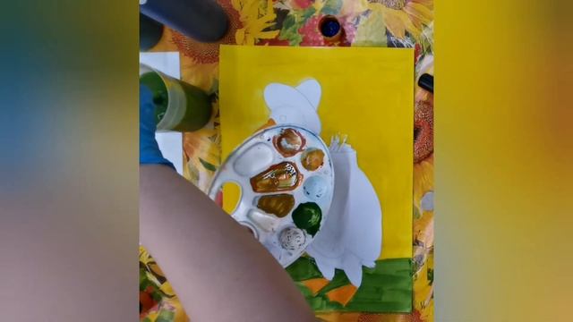 Рисуем гуся- художника. Гуашь. смотреть онлайн