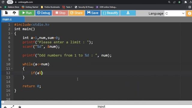 C program to print sum of odd numbers fron 1 to n using Loops (for, while, do while) смотреть онлайн