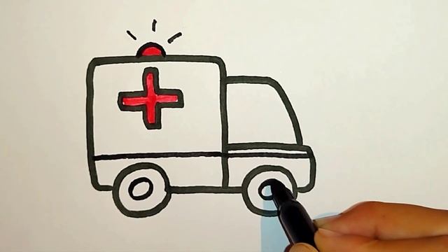 draw an ambulance for kids | нарисовать скорая помощь для детей | смотреть онлайн