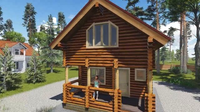 Баня из оцилиндрованного бревна смотреть онлайн