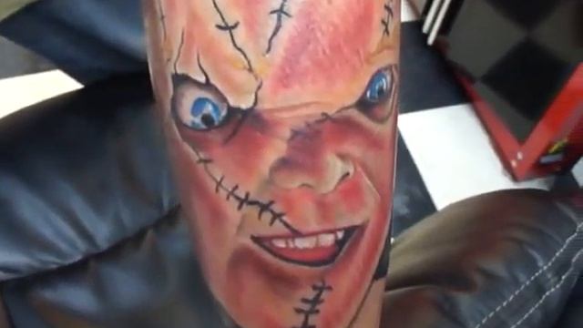 Chucky portrait by Old School Jerry-Las Vegas, Nevada Rock N Roll Tattoo смотреть онлайн