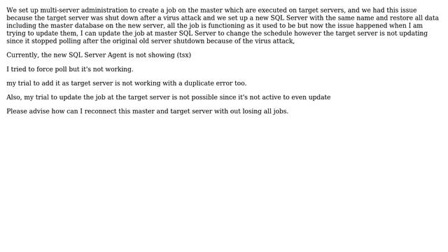 Databases: Target server is not communicating(polling) with master SQL Server смотреть онлайн