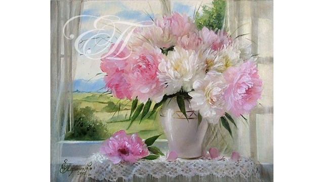 Пионов нежный аромат... Художник Елена Перминова. смотреть онлайн