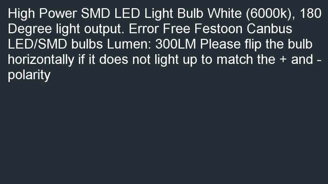 SiriusLED Super Bright 2835 Chipset 6 SMD Canbus Error Free LED Festoon Bul смотреть онлайн