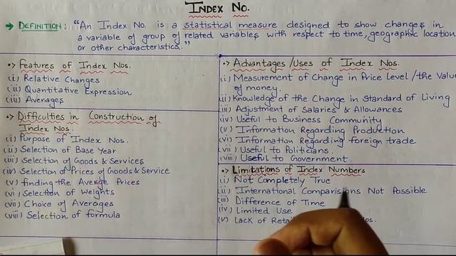 Index Numbers | Introduction | Features, Advantages And Limitations | Statistics Commerce with MJ | смотреть онлайн
