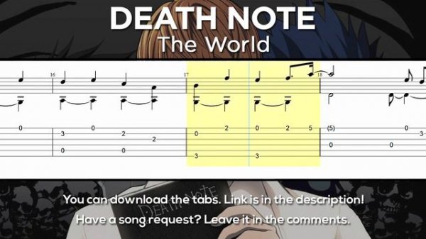 Death Note OP - The World Guitar Tutorial [TABS] (Fingerstyle)
