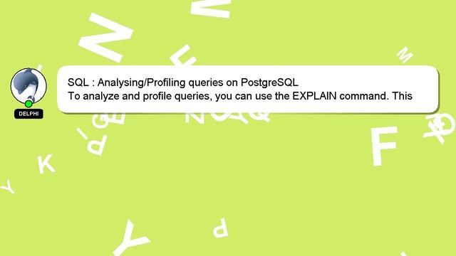 SQL : Analysing/Profiling queries on PostgreSQL смотреть онлайн