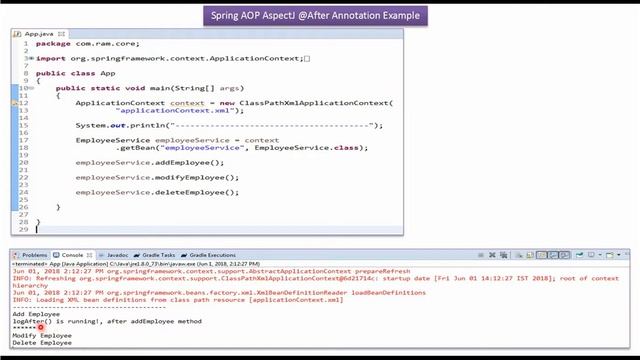 Spring AOP AspectJ @After Annotation Example | Spring Tutorial смотреть онлайн