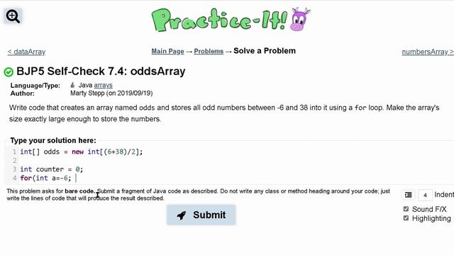 Java Practice It | Self-Check 7.4: oddsArray | arrays, array mystery, array basics смотреть онлайн