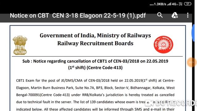 RRB JE -2019|| CBT-1 EXAM CANCELLED Official notice||List of cancelled student смотреть онлайн
