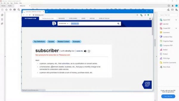 Adobe Acrobat Reader Tutorial - Lesson 46 - Look Up Word