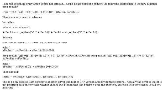 ereg() to preg_match(), could you convert it for me? (2 Solutions!!) смотреть онлайн