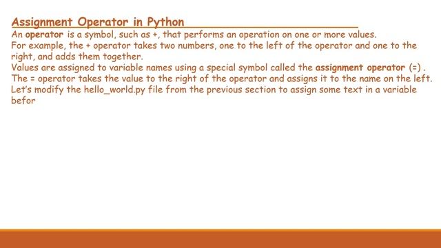 3 Assignment Operator in Python смотреть онлайн