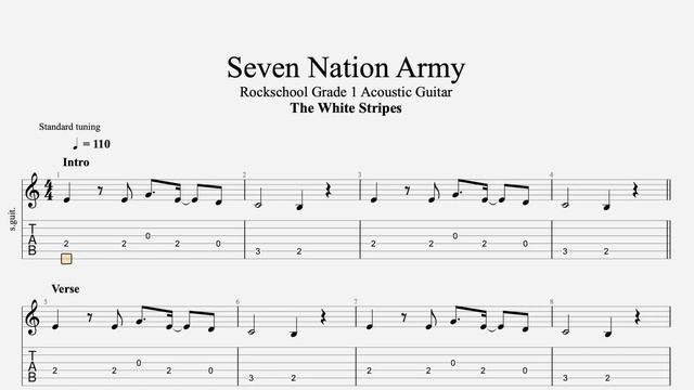 Seven Nation Army Rockschool Grade 1 Acoustic Guitar