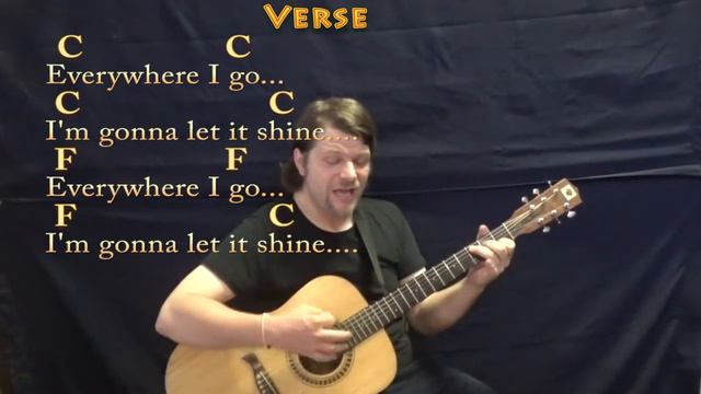 This Little Light of Mine (Spiritual) Strum Guitar Cover Lesson in C with Chords/Lyrics - SLOW смотреть онлайн