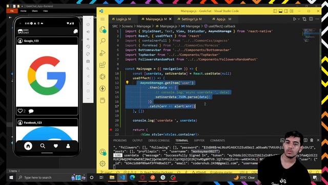 Build a Social Media App in React Native using Nodejs & MongoDB ( Day - 11 ) | React Native Project смотреть онлайн