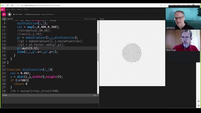 Adding Circular Flow to a Flow Field with Generative Artist Jeff Palmer - p5.js смотреть онлайн