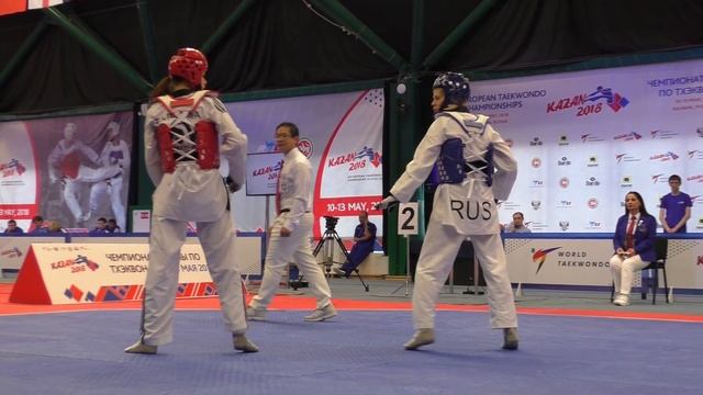 Tatiana Kudashova (RUS) vs Inese Tarvida (LAT). European Taekwondo Championships Kazan-2018 смотреть онлайн