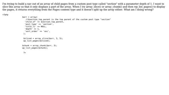 Wordpress: Why are array_slice() and array_chunk() not working? смотреть онлайн