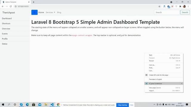 Laravel 8 Bootstrap 5 Admin Dashboard Simple Template смотреть онлайн