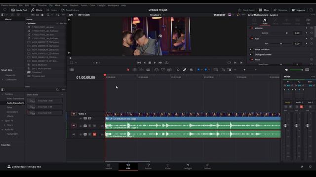 Подмена дорожки в мультикам Davinci Resolve смотреть онлайн