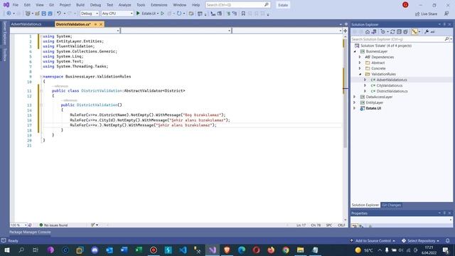 .Net Core 5.0 ile Emlak Sitesi - Entityler için Fluent Validation Yazılması -2 смотреть онлайн
