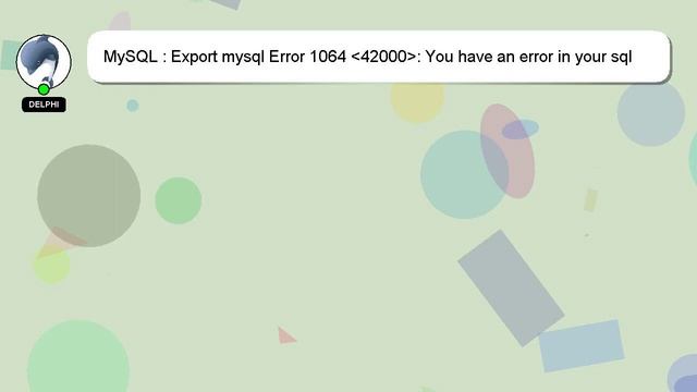 MySQL : Export mysql Error 1064 42000 : You have an error in your sql syntax смотреть онлайн