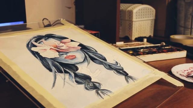 Рисуем акварелью девушку☺ смотреть онлайн