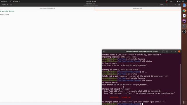 Git с нуля.2: Создание репозитория, status, add, commit, push смотреть онлайн