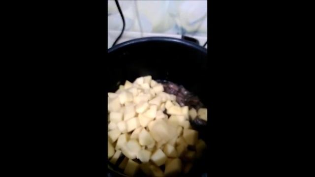 Жаренная картошка с куриными сердечками в мультиварке-скороварке Redmond RMC-M4504 смотреть онлайн