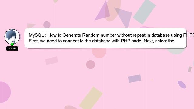 MySQL : How to Generate Random number without repeat in database using PHP? смотреть онлайн