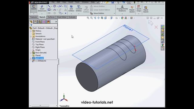 Slots on a Cylindrical Surface - SolidWorks Tutorials Q&A смотреть онлайн