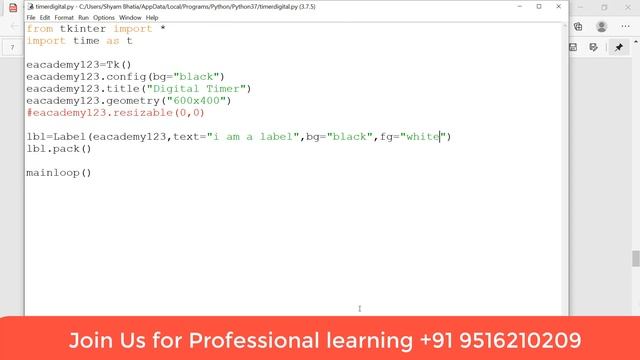 How to Make Digital Timer |Digital Clock | Using tkinter Python programming a professional Approach смотреть онлайн