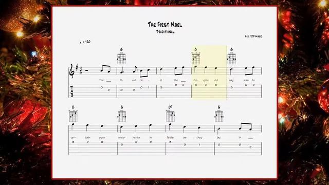 Easy Guitar Christmas - Learn to play The First Noel with TABS & CHORDS смотреть онлайн