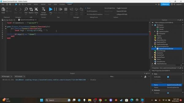 How to make a Spawn Item Command in Roblox! (Roblox Studio Scripting Tutorial 2023)