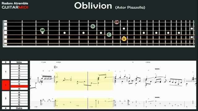 Oblivion - (Astor Piazzolla) - Roland Dyens - Guitar Midi Tabs & Score смотреть онлайн