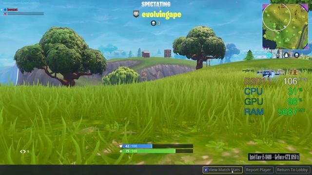 GeForce GTX 1050 ti -- Intel Core i5-8400 -- Fortnite Battle Royale FPS Test 1080p Medium смотреть онлайн