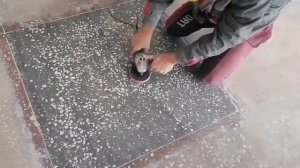 Полировка пола.  Сухая.Образец полировки мозаичного пола .