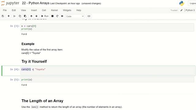 Python Exercise 22 Python Array смотреть онлайн