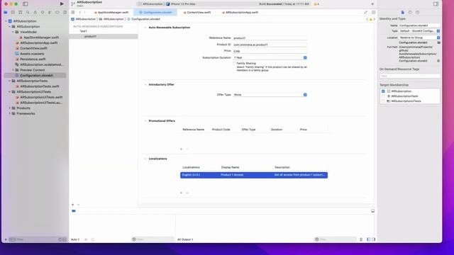In-App purchase testing with .storekit file on a simulator смотреть онлайн