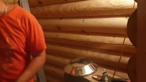 Монтаж печи и отделка парной в срубе