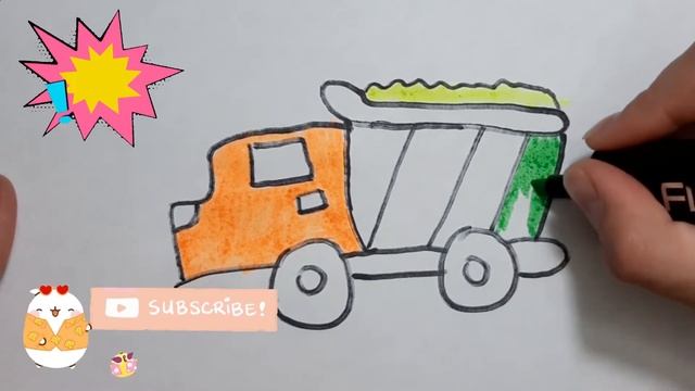 How to draw truck for children | Pисуем грузовую машину для детей | bolalar uchun oson KAMAZ chizis смотреть онлайн