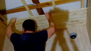 Монтаж вагонки пневматическим степлером