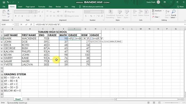 MS Excel Grading using IF function смотреть онлайн
