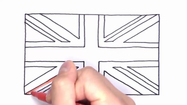 How to Draw and Color Great Britain Flag for Kids - Drawing and coloring Country Flag смотреть онлайн