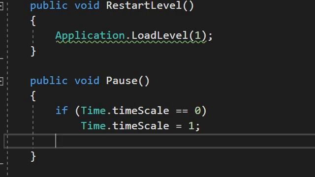 Юнити — пауза и перезагрузка уровня смотреть онлайн