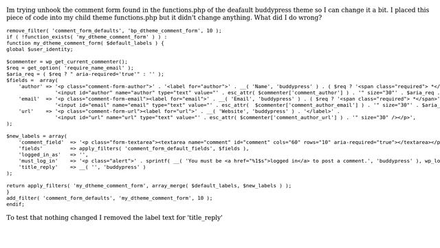 Wordpress: Unhook the comment form in Buddypress (2 Solutions!!) смотреть онлайн