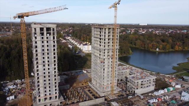 Строящийся ЖК «Пушкин» с высоты птичьего полёта