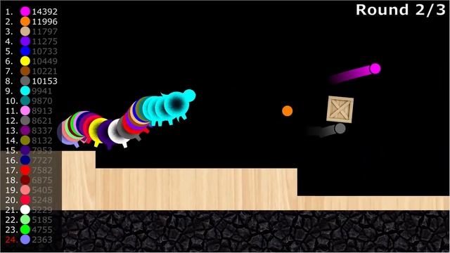 Escape from the Worm - Food Chain - Marble Race in Algodoo смотреть онлайн